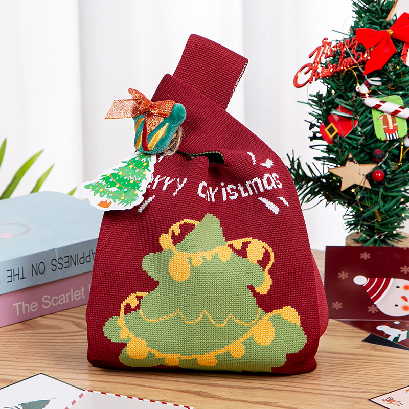 Christmas gift bags, apple bags, Christmas handbags, gift bags, candy bags, Christmas Eve children's gifts, knitted bags Item Picture