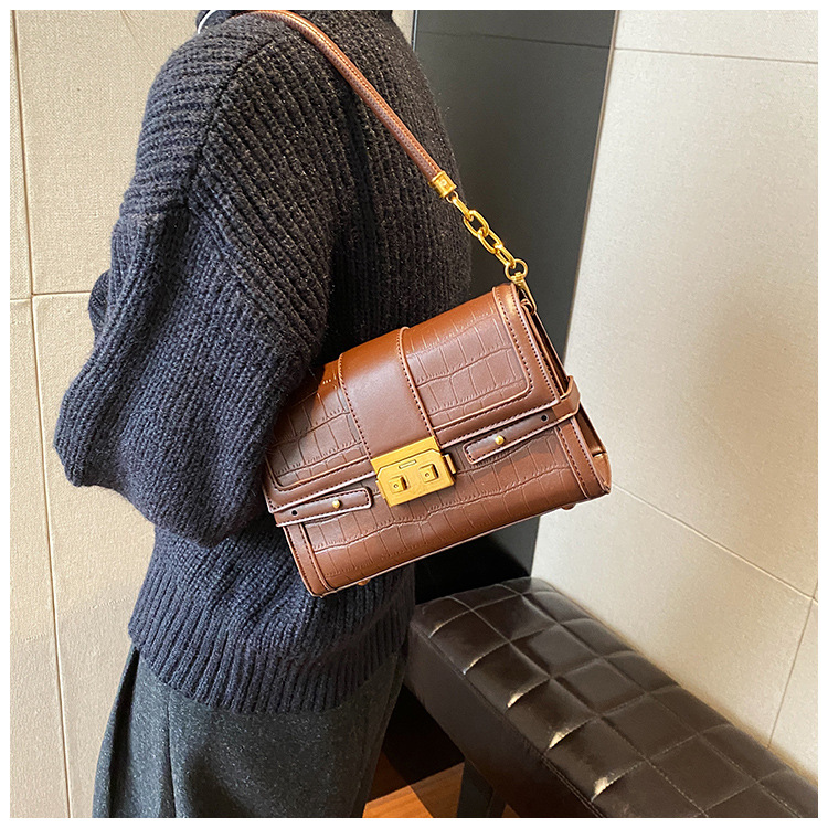 Stone Pattern Single Shoulder Underarm Bag For Women's 2023 Winter New Versatile Small Square Bag, Unique And Western Style Crossbody Bag _voghion.com