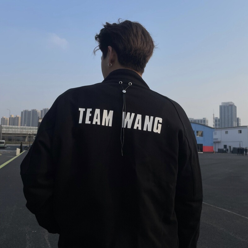 Complete with all three labels, TEAM WANG first-generation stand-up collar knit jacket, silicone outerwear, unisex zip-up top, for cross-border sales Complete with all three labels, TEAM WANG first-generation stand-up collar knit jacket, silicone outerwear, unisex zip-up top, for cross-border sales