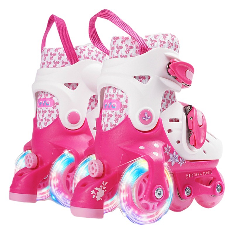 Factory Direct flash children's roller skates adjustable size boys and girls skates cloth roller skates