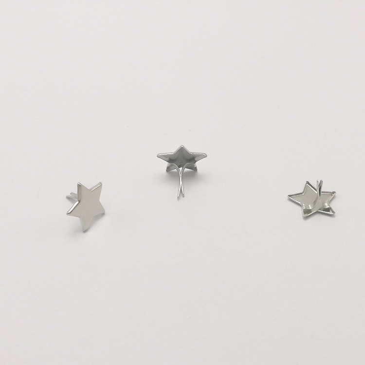 14*10mm five-pointed star two-foot nail solid color star two-foot nail plating silver double-angle nail