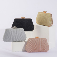 Evening banquet clutch wrinkled handbag evening dress bag women banquet single shoulder crossbody bag fine sparkly chain bag factory wholesale