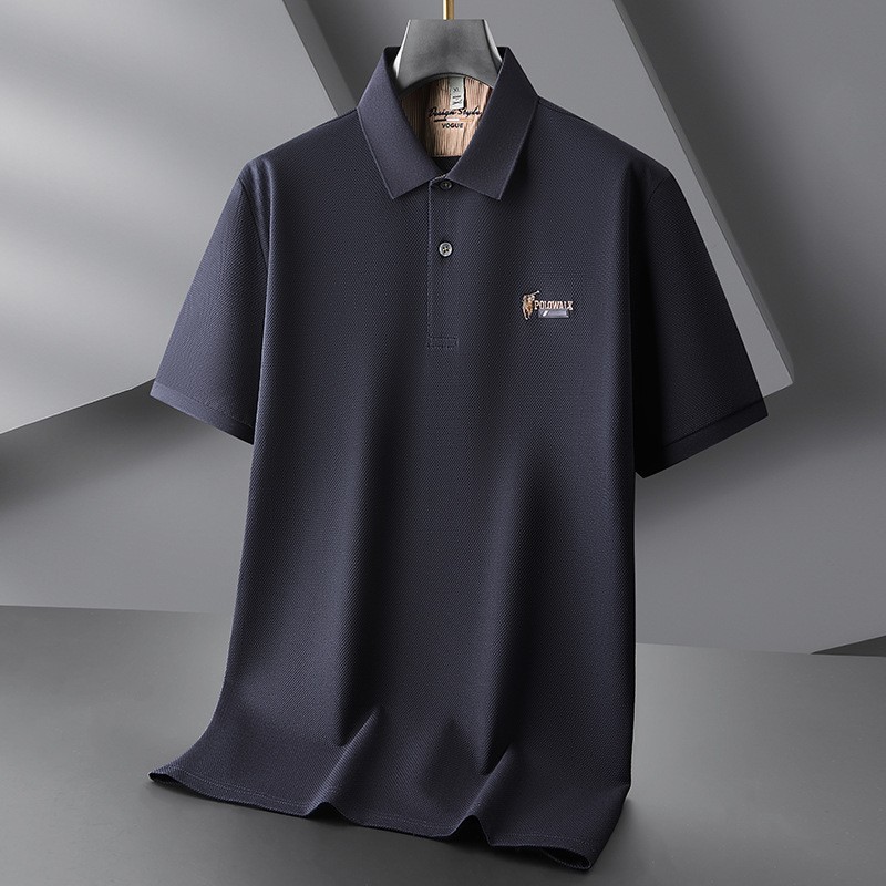 Fat Brother 2025 Pearl Cotton Half Sleeve T-shirt Men's Plus Size Lapel Summer Top Fat Loose Casual Half Sleeve