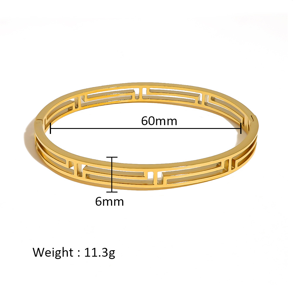 Estilo explosivo europeo y americano, estilo simple, hebilla hueca geométrica de acero inoxidable, pulsera personalizada, fábrica de pulido a mano, joyería al por mayor