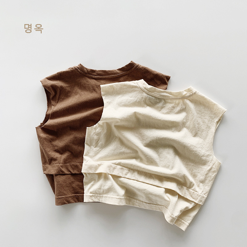 Chaleco sin mangas para niños ~ verano nuevo estilo coreano para niños algodón transpirable camiseta personalizada bebé moda japonesa ropa para niños