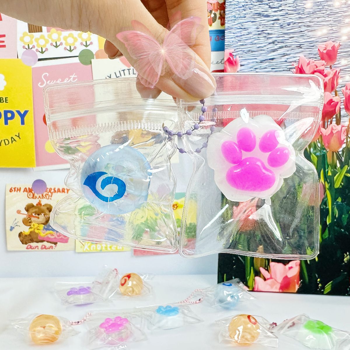 B Magic Pill Lingzhu Double Pin Cat Claw Pellizcar Colgante de música Nezha Ao Bing Lingzhu de alta transparencia Pellizcar música mixta Yuan Zhu Pellizcar