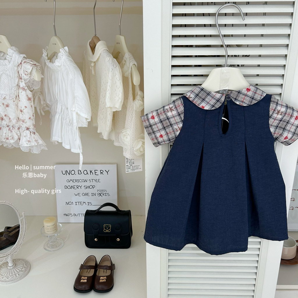 [Le En baby] Vestido de niña de estilo universitario japonés, estilo princesa de verano, estilo occidental, linda falda JK de manga corta