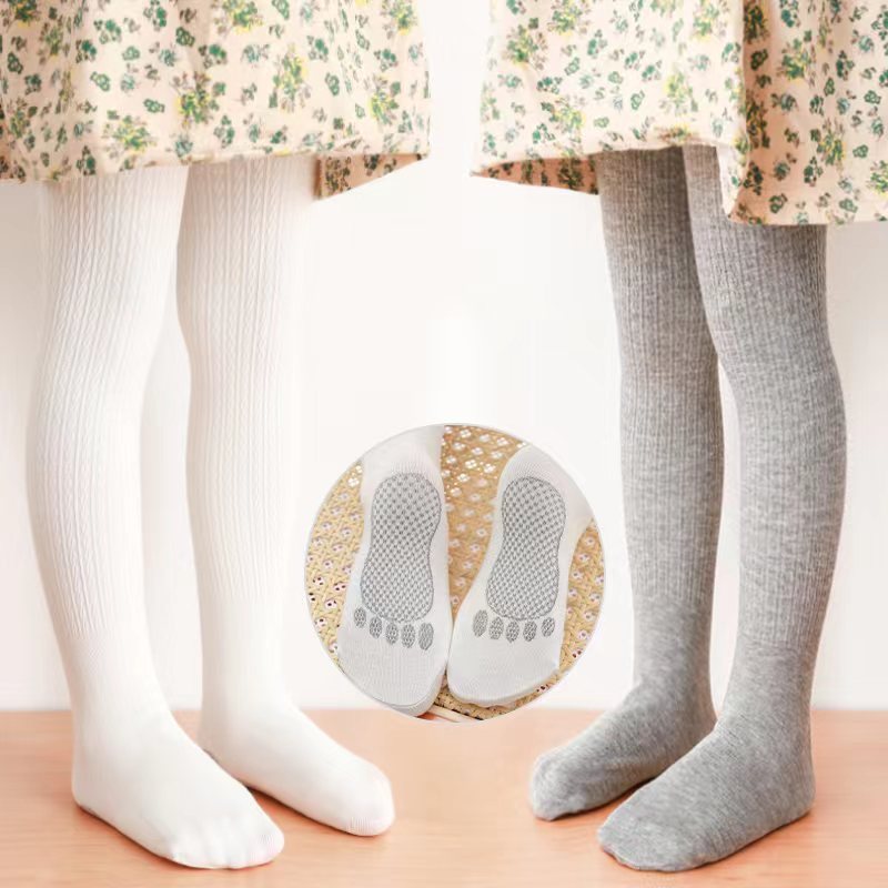 Spring and Autumn Pure Cotton Children's Pantyhose High Elastic Anti-Pilling 8-Character Twist Bottoming Pants White Pantyhose Dance Socks