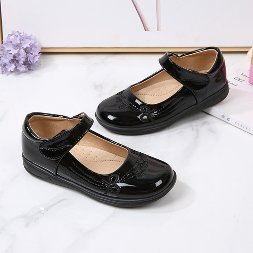 Girls Leather Shoes  Summer New Girls Soft Sole Dance Student Shoes British Style Fashion Baby Black Shoes