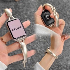 適用めい9proバンド金属鎖セラミック三日月シンプルブレスレット赤米watch4/5腕時計バンド
