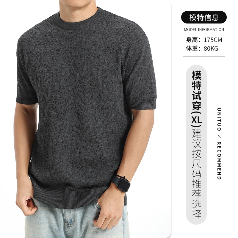 Hombre de alta gama camiseta de punto de hielo de manga corta de hombre lujo ligero de lujo de alta calidad nueva camiseta de peso pesado casual para hombre