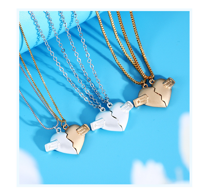 15g Weight Alloy Pendant Material Pendant Necklace Classification Alloy Chain Material Simple Style Heart Shape Alloy Cable Chain Box Chain Pendant Necklaces Wholesale
