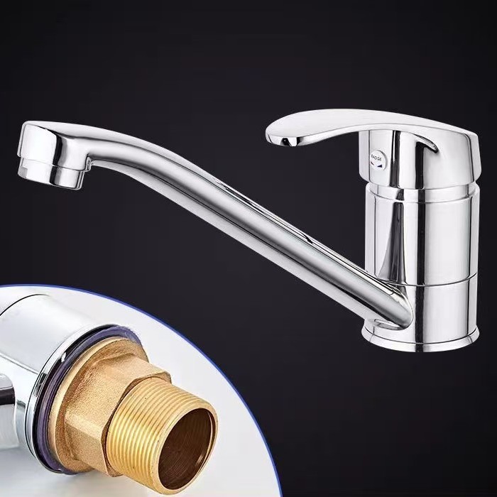 Grifos de cocina de aleación de cobre para lavabos de verduras Grifos de ingeniería transfronteriza Grifos de cocina giratorios de cuello largo Grifos de agua caliente y fría
