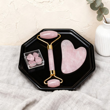 粉晶滚轮刮痧脸部东陵玉刮痧脸部按摩棒玉石滚轮东陵玉滚轮按摩器