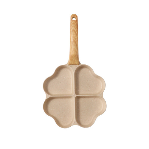 Love four-hole frying pan four-leaf clover style kitchen household frying pan omelette pan with uniform heat conduction and long-lasting non-stick pan