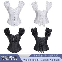 新款欧美印花宫廷束腰收腹女士束身衣塑身上衣跨境货源