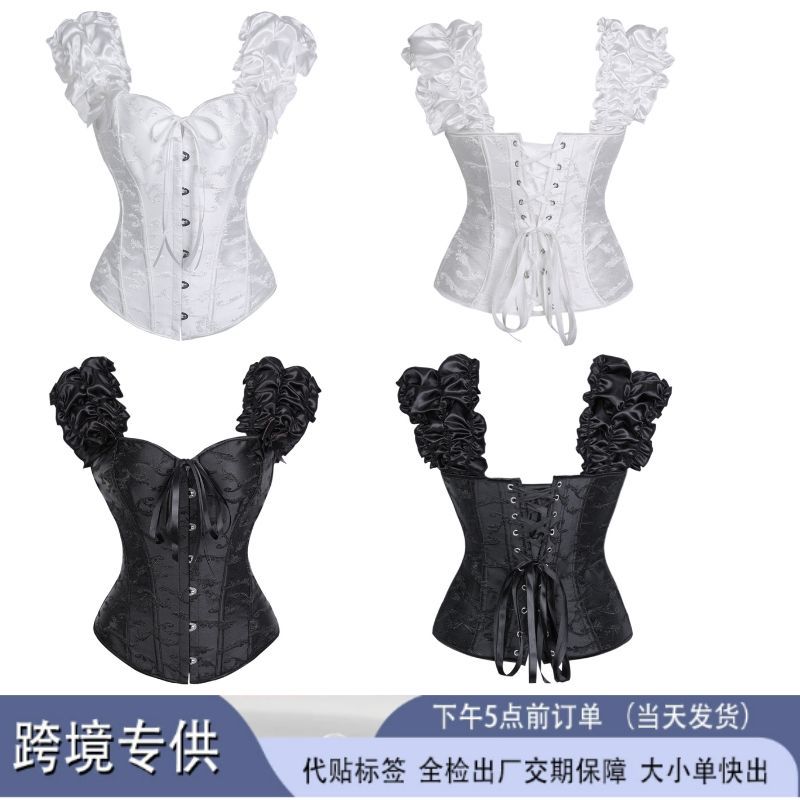 新款欧美印花宫廷束腰收腹女士束身衣塑身上衣跨境货源