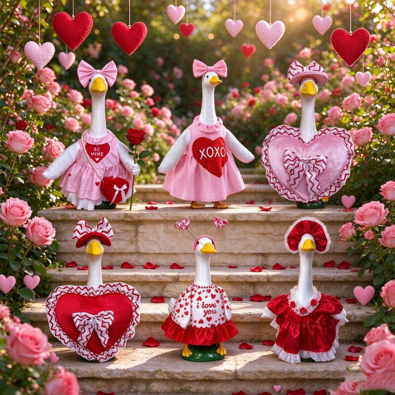 Valentine's Day Goose Costume with Balloons 23inch Porch Goose Holiday Pink Red Heart-Shaped Cloth Costume Valentine's Day Valentine's Day Goose Costume with Balloons 23inch Porch Goose Holiday Pink Red Heart-Shaped Cloth Costume Valentine's Day