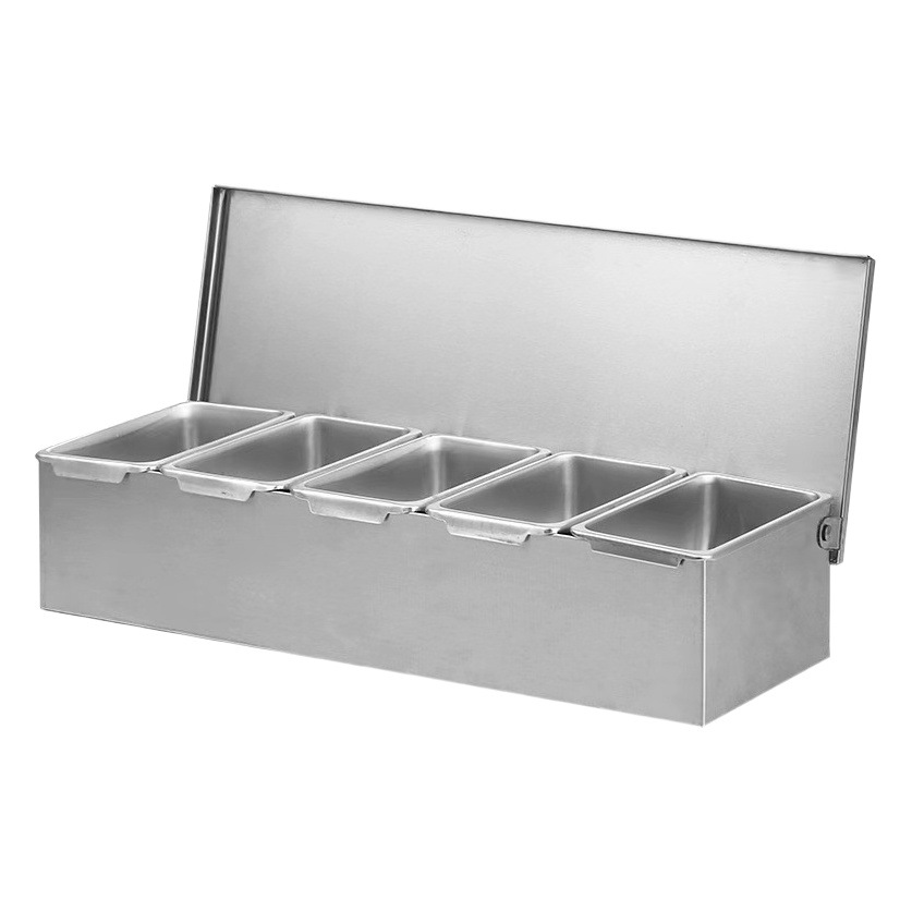 304 de acero inoxidable caja de sabor occidental caja de condimento cuadrada traje caja de condimento caja de muestra caja de condimento de alimentos