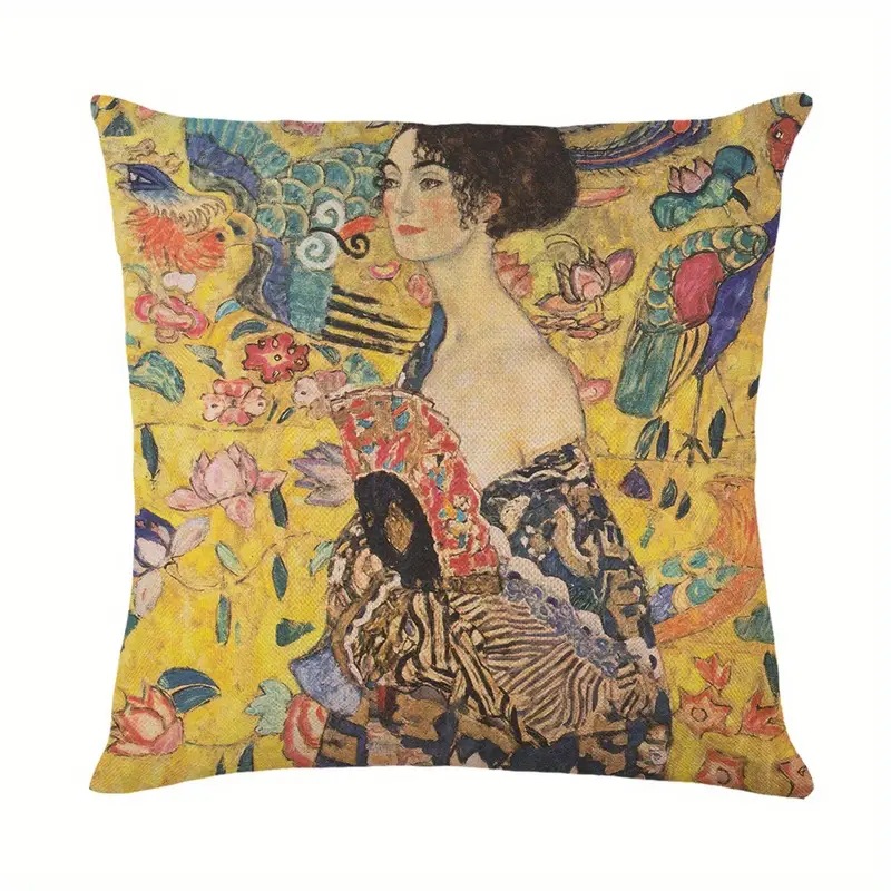 2024 explosión transfronteriza retrógrada impresión de pintura al óleo personajes abrazan funda de almohada impresión de lino amazon mesa de sala de estar bandera dormitorio