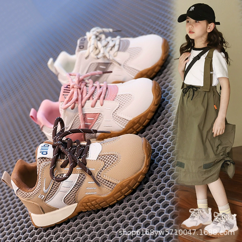 Весна 2025 новая детская мода повседневная двойная сетка дышащая обувь для мальчиков и девочек кроссовки для бега