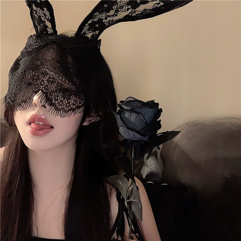Headband Red Rabbit Lace Ears, Handmade Hair Accessory, High-Quality Graduation Party Style