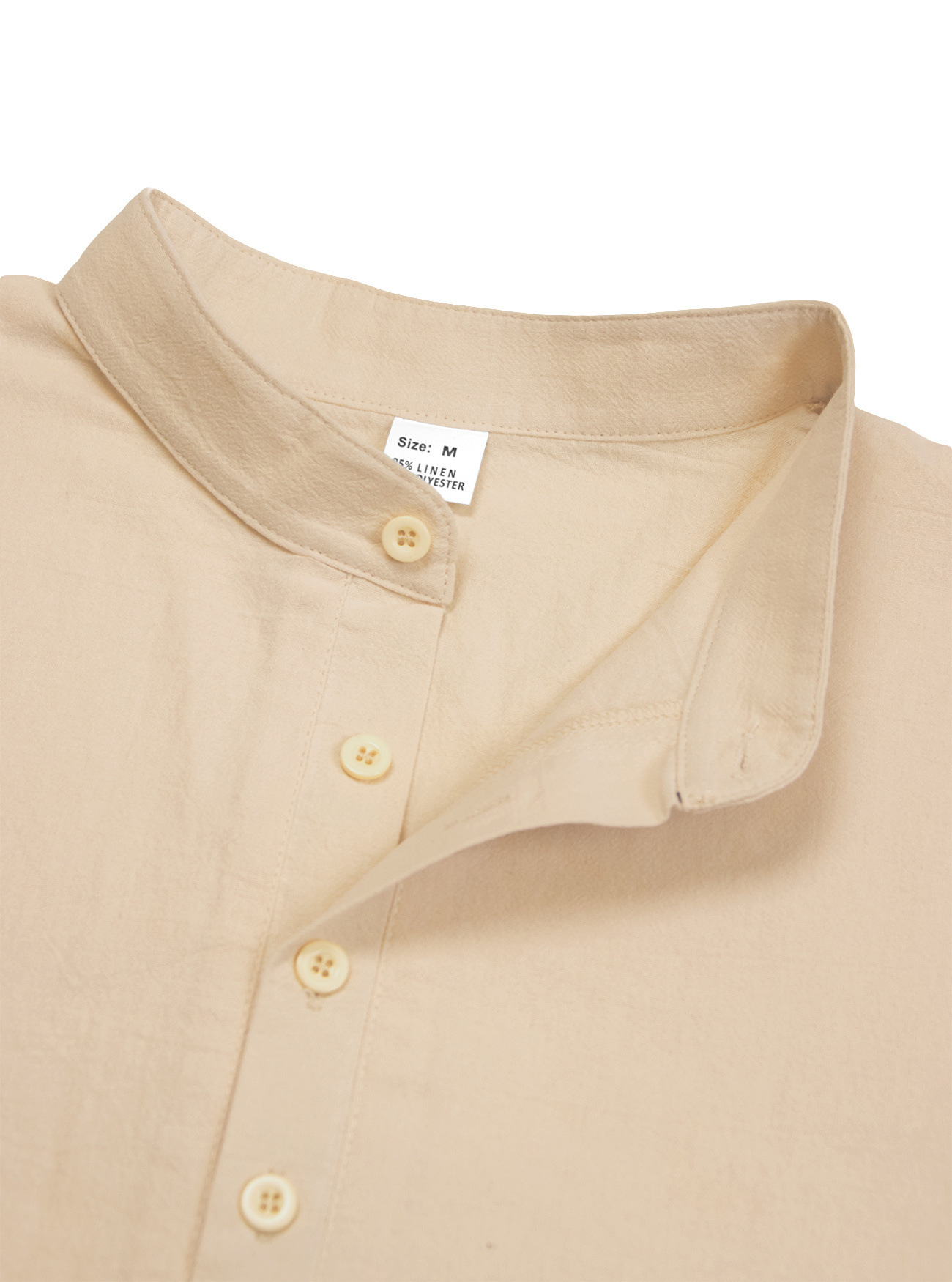 Camicia uomo casual in lino con maniche lunghe e collo coreana_voghion.com