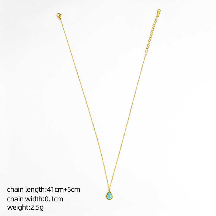 Retro Oval Titanium Steel Inlay Natural Stone Pendant Necklace Colorza_colorza_5