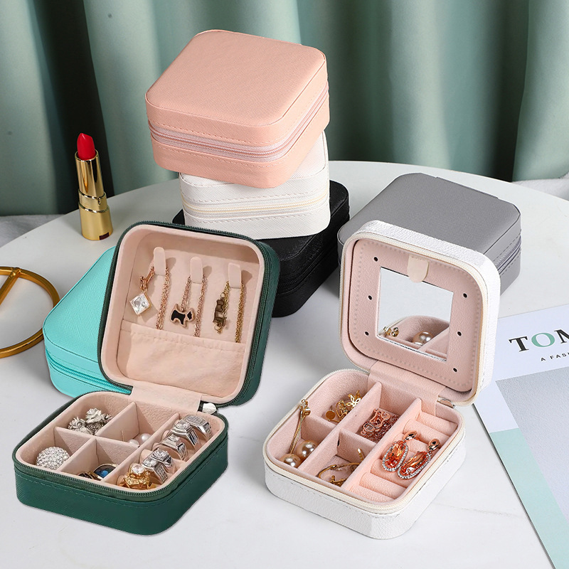 Caja de almacenamiento de joyería portátil, para collares, pendientes y anillos