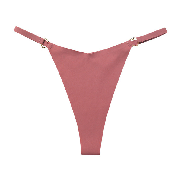 Thin Straps with Metal Rings, Seamless Ice Silk European and American Large Size Women's Underwear, Sexy T-Pants, Sports Quick-Drying Thong