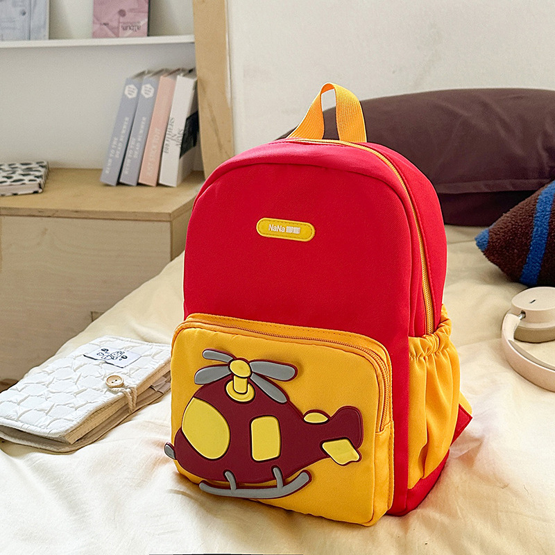 Jardín de infantes bolsas escolares de dibujos animados lindos helicópteros mochila para niños y niñas mochila pequeña de gran capacidad para niños