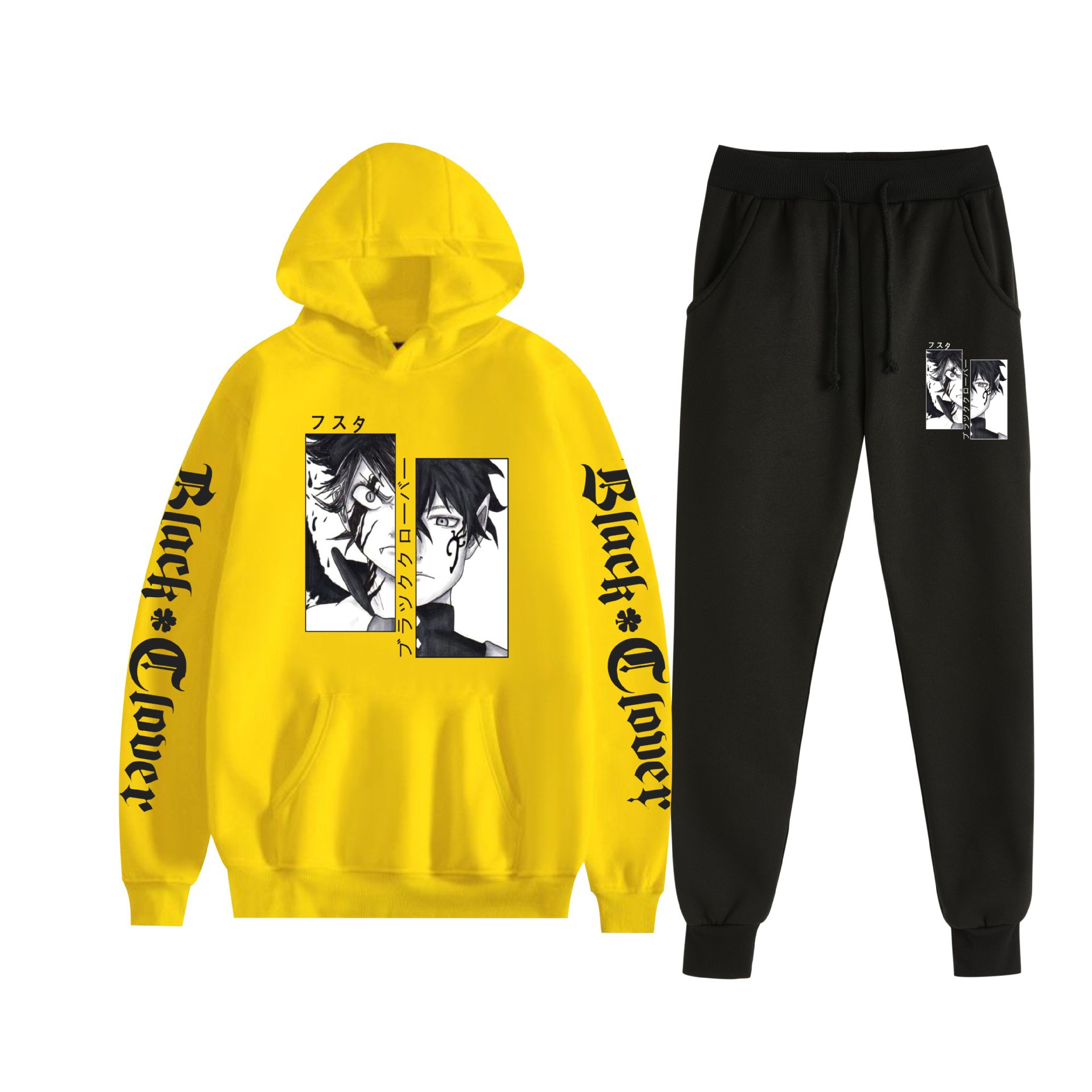 Comercio exterior nuevo estilo riman black trébol de cuatro hojas-Black Clover suéter con capucha corsés traje de dos piezas