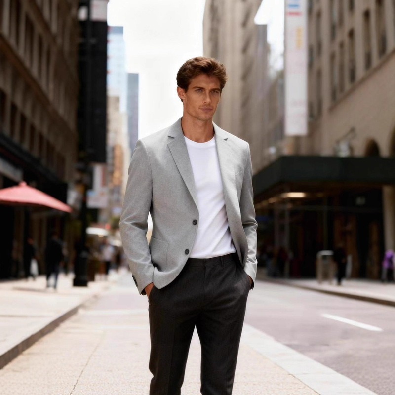 Cross-Border Men's Spring and Autumn Casual Solid Color Blazer Single-Breasted Jacket Lightweight Lapel Dad Blazer Cross-Border Men's Spring and Autumn Casual Solid Color Blazer Single-Breasted Jacket Lightweight Lapel Dad Blazer