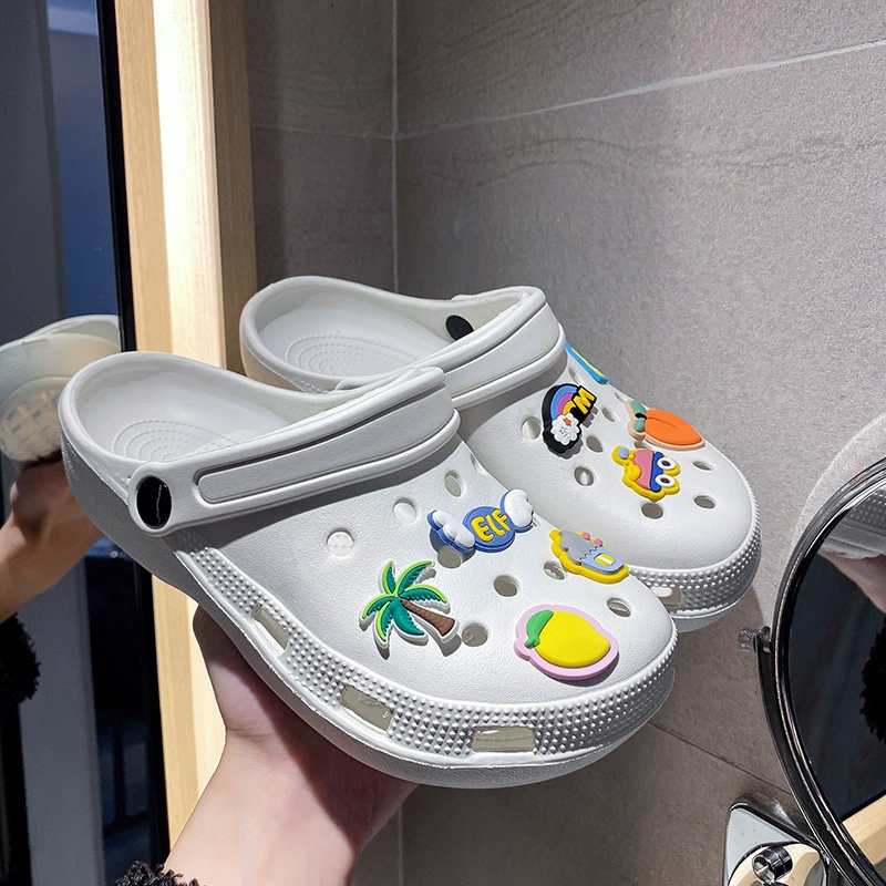 Обувь с дырками, женская летняя Операционная для медсестер, толстая подошва, пара, Баотоу, половина швабры, Нескользящие Дышащие Модные пляжные сандалии