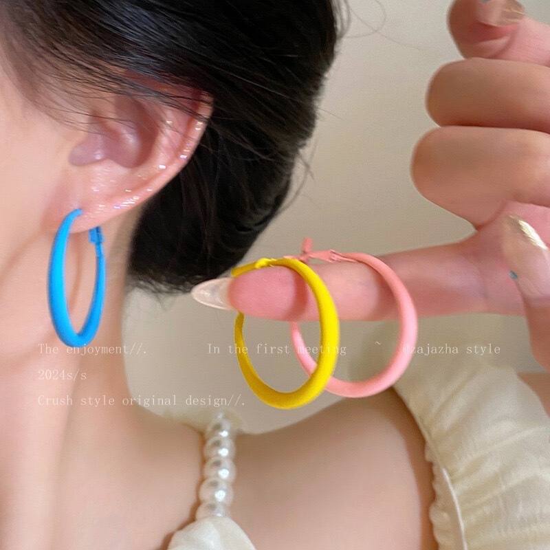 Liu Yifei Rose Same Color Ear Ring Women's Summer Vacation Yellow Earrings Seaside Dopamine Round Face Earrings Liu Yifei Rose Same Color Ear Ring Women's Summer Vacation Yellow Earrings Seaside Dopamine Round Face Earrings