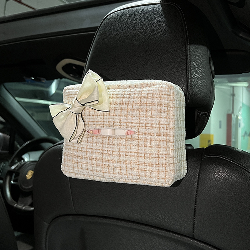 Caja de pañuelos de coche, lujo ligero, pequeña fragancia, asiento de coche, reposabrazos de coche, bomba de pañuelos, caja de pañuelos de coche multifuncional creativa