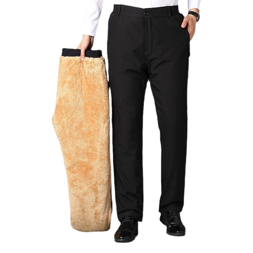 Трансграничная электронная коммерция Amazon AliExpress оптовая продажа Мужские зимние утолщенные теплые Костюмные брюки на флисовой подкладке, брюки для пап среднего и пожилого возраста