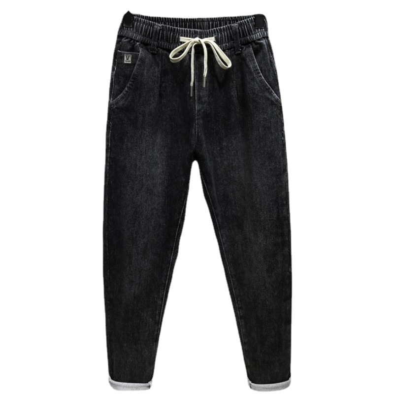 Otoño e Invierno de gama alta suelta estiramiento skinny jeans hombres de moda marca elástico cinturón de hierro-libre casual todo partido harén Pantalones