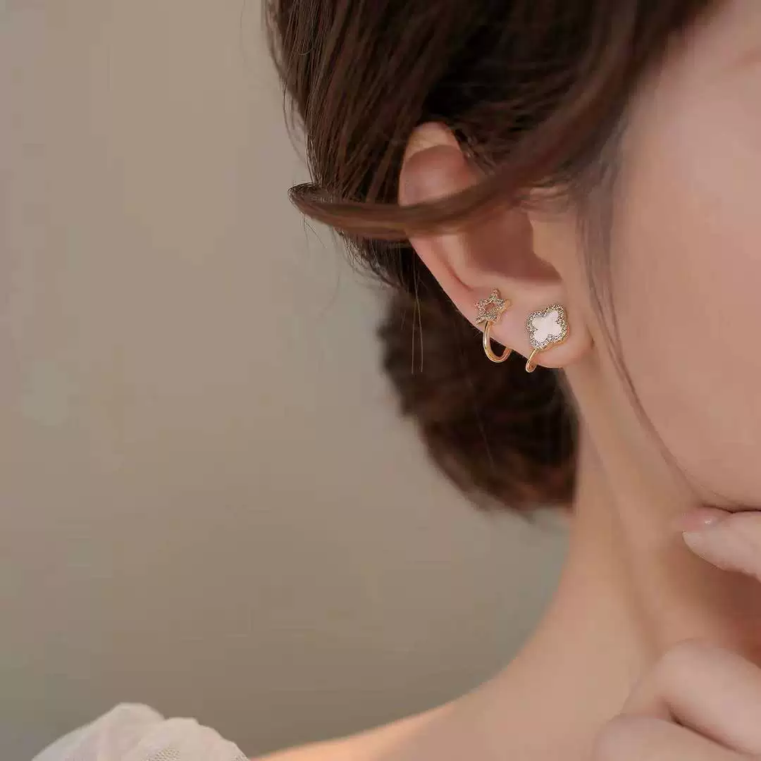 Серебряная шпилька, модные серьги, серебро 925 пробы, клевер в четыре листа