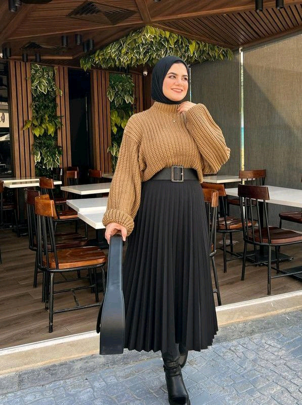 Jupe plissée femme jupe décontractée et ample à la mode_voghion.com