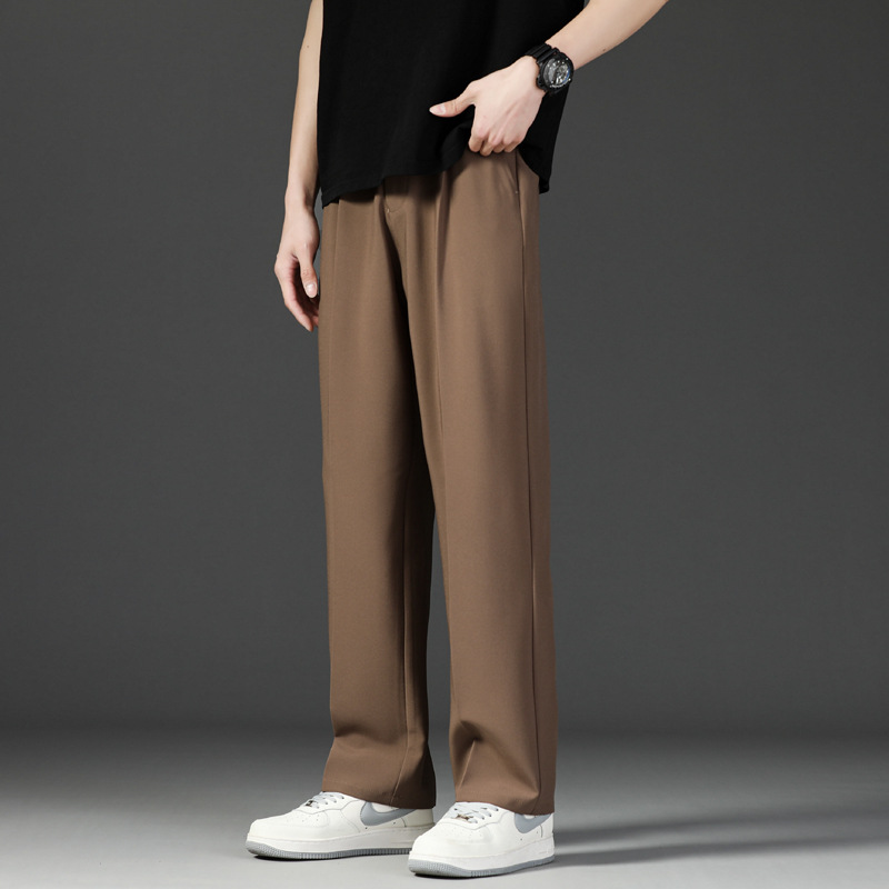 Pantalones de verano sueltos de alto nivel para hombres, pantalones de verano rectos de alta sensación de calles elásticas para hombres, piernas anchas image 7