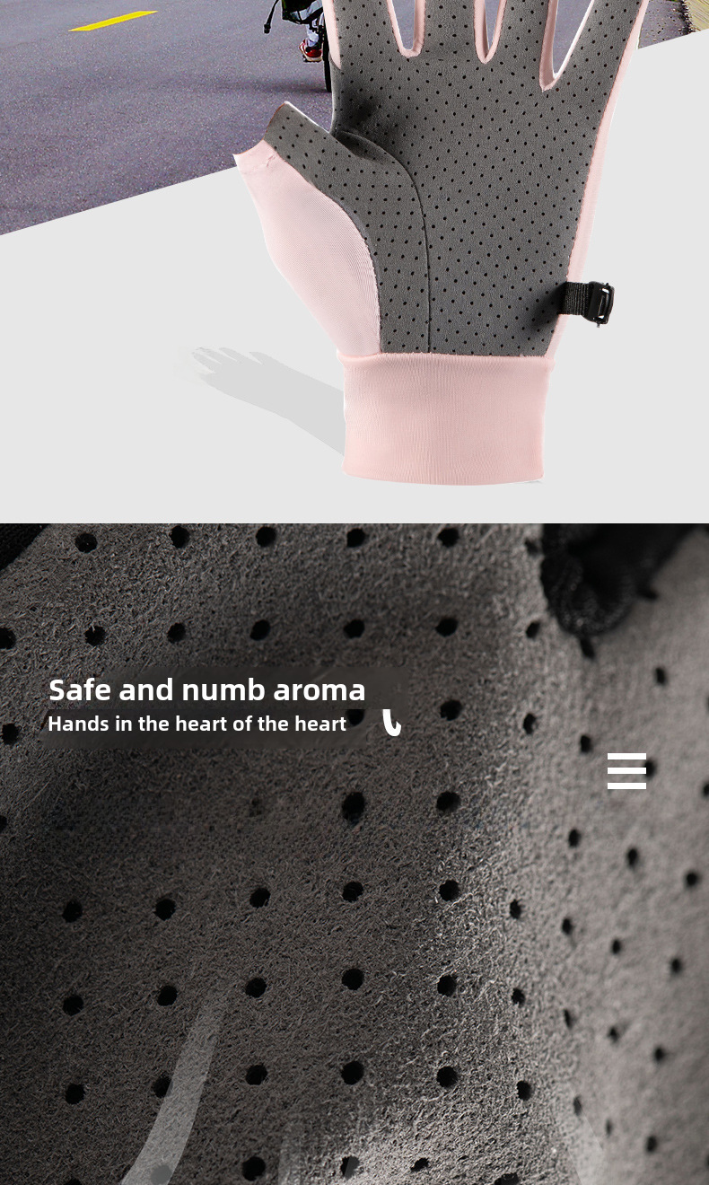 Ice silk gloves sports fitness riding gloves half finger touch screen fishing gloves breathable sunscreen gloves for men and women_maomaolike.com