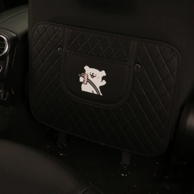 Car Seat Back Anti-Kick Pad Quilted Embroidered Driving Puppy Anti-Kick Pad Car Seat Back Anti-Fouling Pad Anti-Dirty Pad (Chair back anti-kick pad) - quilted-embroidered-anti-kick-mat-for-driving-puppies-black-white-dog-riding-in-car