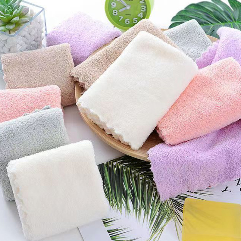 Coral fleece small square towel kindergarten face towel hand towel soft saliva towel housekeeping rag absorbent towel wholesale