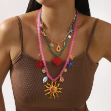 N12759跨境波西米亚风海洋系列米珠项链女 ZA个性夏季沙滩风项饰