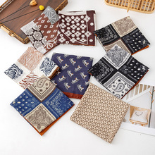 新款人字纹方巾高级感复古时尚百搭丝绒包头发带围巾韩版丝巾批发