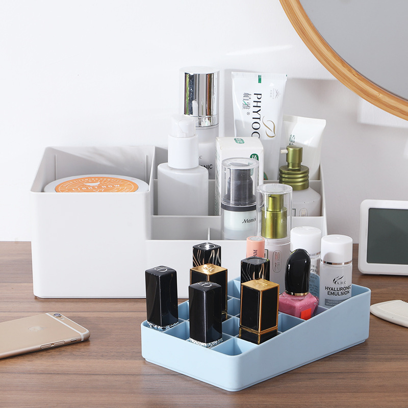 Caja de tocador de escritorio compartimiento caja de almacenamiento de cosméticos caja de joyería de plástico caja de lápiz labial caja de esmalte de uñas creativo al por mayor