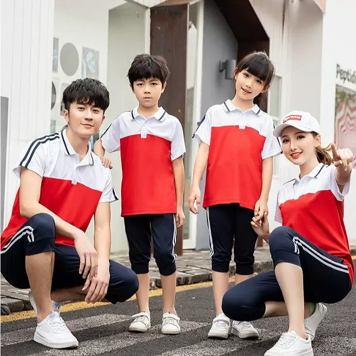 定制初中生夏季短袖班服套装高中学生校服男女情侣运动T恤亲子装