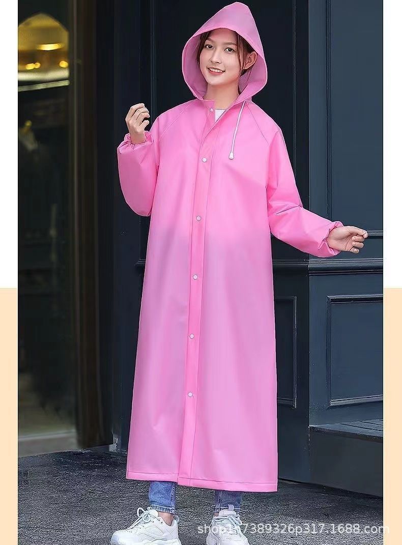 Reusable thickened long raincoat waterproof lightweight portable EVA raincoat full-body poncho for men and women adult rainwear