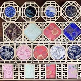 未完成冰箱贴配件圆形画框装裱刺绣字木片手工扎染冰箱贴配件